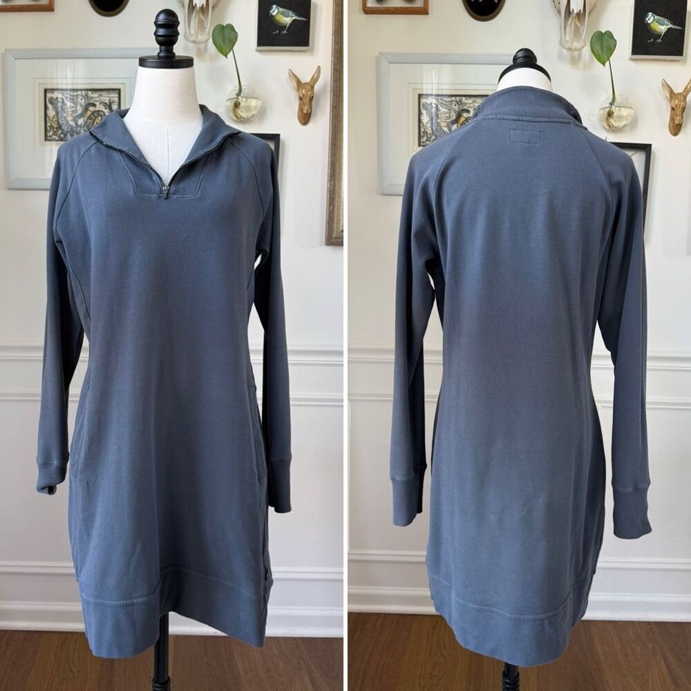 American Giant Moto Style Sweatshirt Dress Blue $110 L